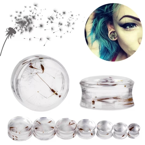 Dandelion Transparent Ear Gauges Plugs - Picture 2 of 4